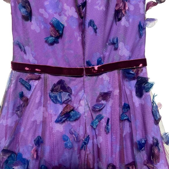 Marchesa Notte Purple & Blue 3D Floral Tulle Off-Shoulder Cocktail Dress Size 4 - Picture 11 of 12